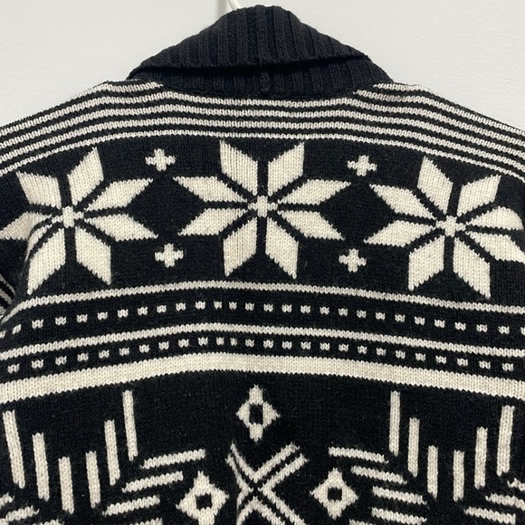 Express Black & White Snowflake Waterfall Cardigan Merino Wool Blend Size S - Picture 12 of 12